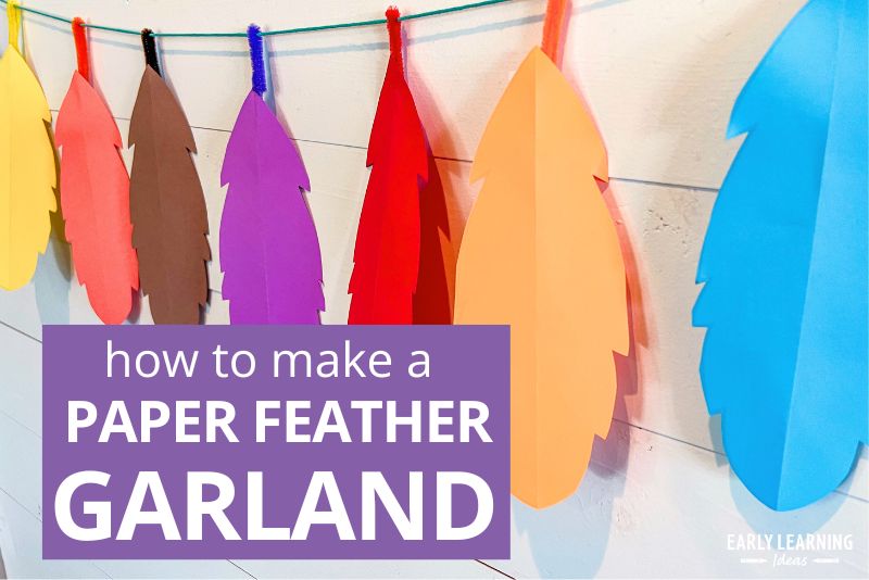 how to make paper feather garland - garland on white background
