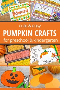 pumpkin crafts for preschool and kindergarten - a collage shows a variety of easy crafts for kids