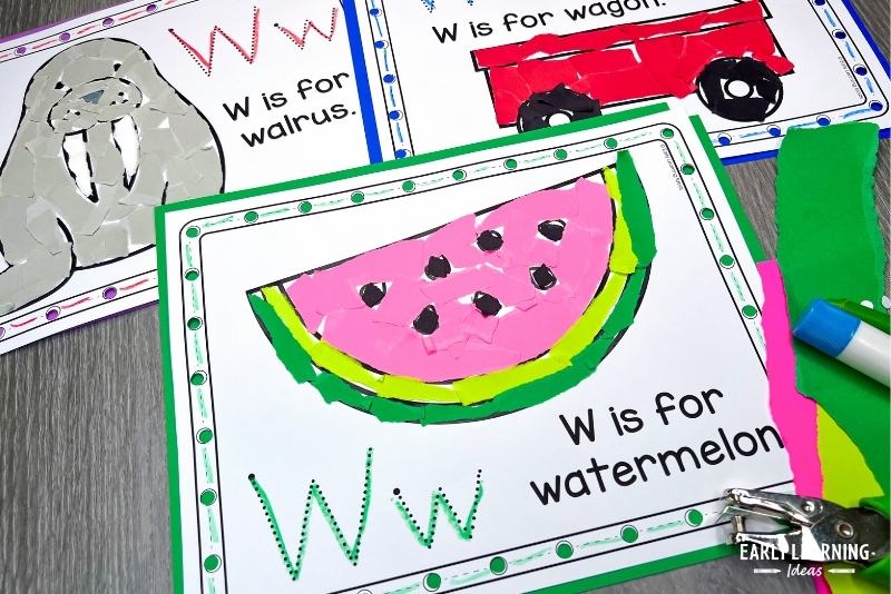 Letter w crafts for preschool kids - W is for watermelon, W is for walrus, W is for wagon crafts