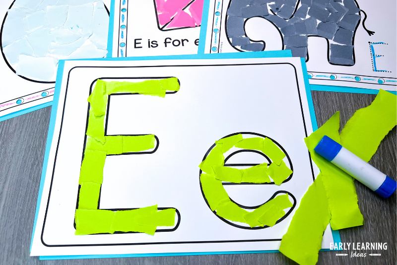Bubble letter printable letter E craft for preschool kids