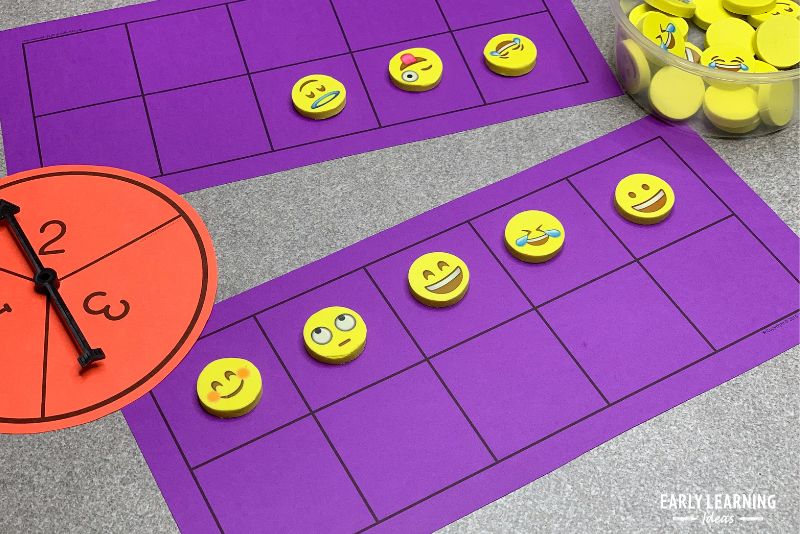 fine motor activities for preschool emoji erasers on a ten frame fine motor game