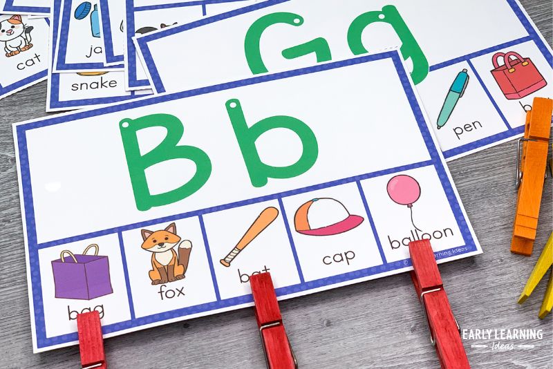 clothespin clip alphabet matching activity