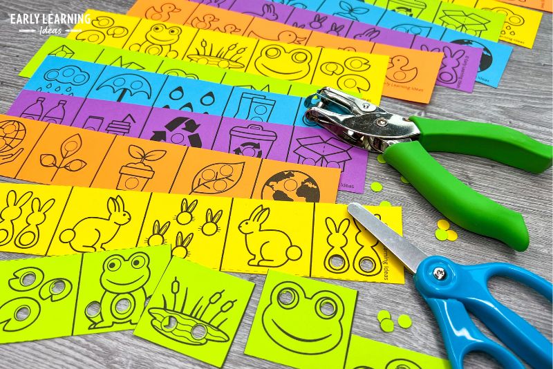 hole punch and cut strips