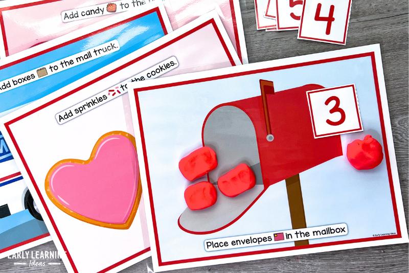 Valentines playdough and counting activity - a fine motor activity for February
