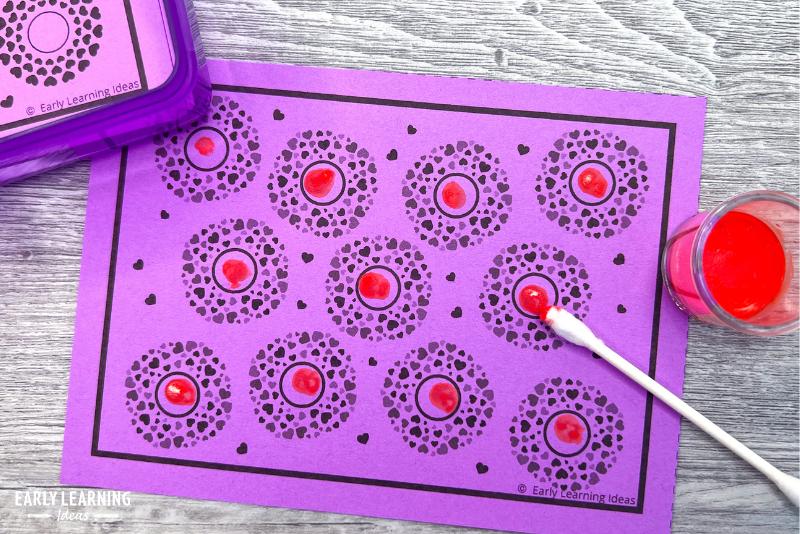 q-tip painting on dot sticker task cards