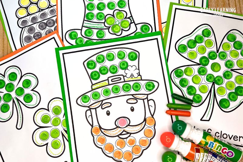 St. Patrick's day no-prep dot marker craft page