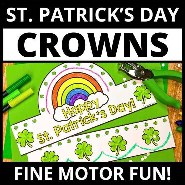 St. Patrick's Day headband crown craft and fine motor activity