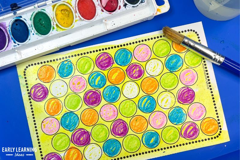 crayon resist dot art activity