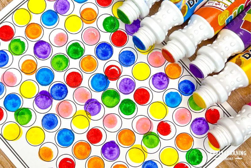 dot marker painting shown with bingo daubers