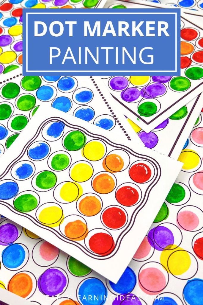 dot marker painting activities - a variety of dot marker art pages are shown.