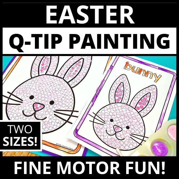 Easter bunny q-tip painting arts and craft project