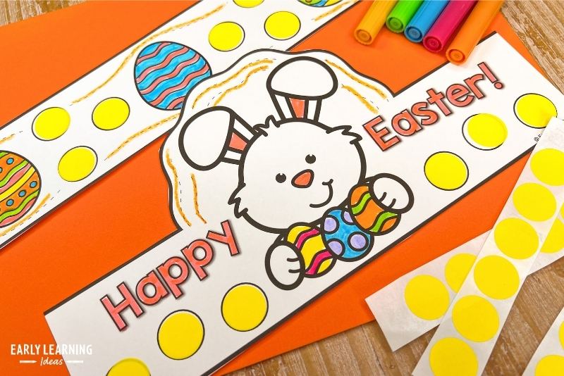 Easter bunny crown craft with dot stickers