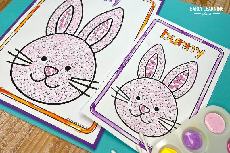 Easter bunny q-tip painting