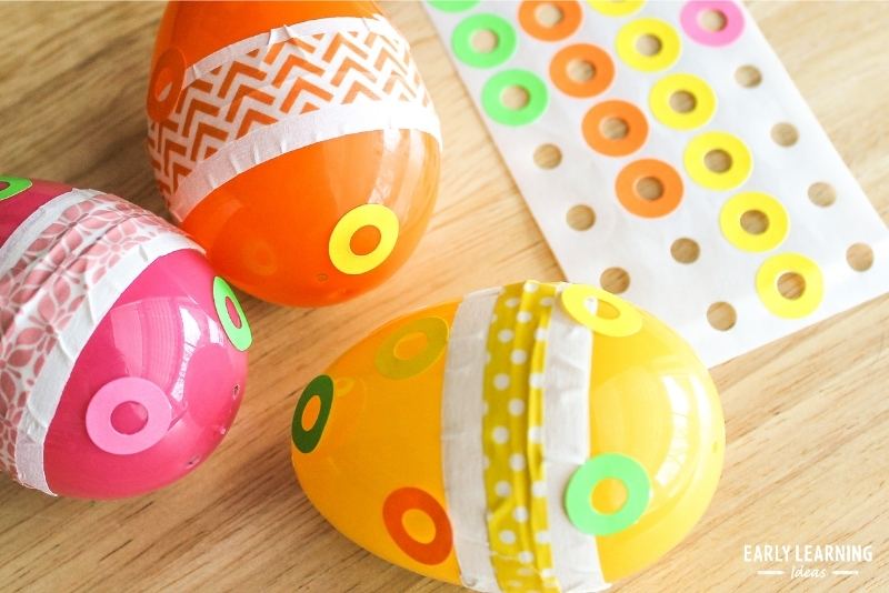 Shakey egg craft made with a plastic Easter egg.