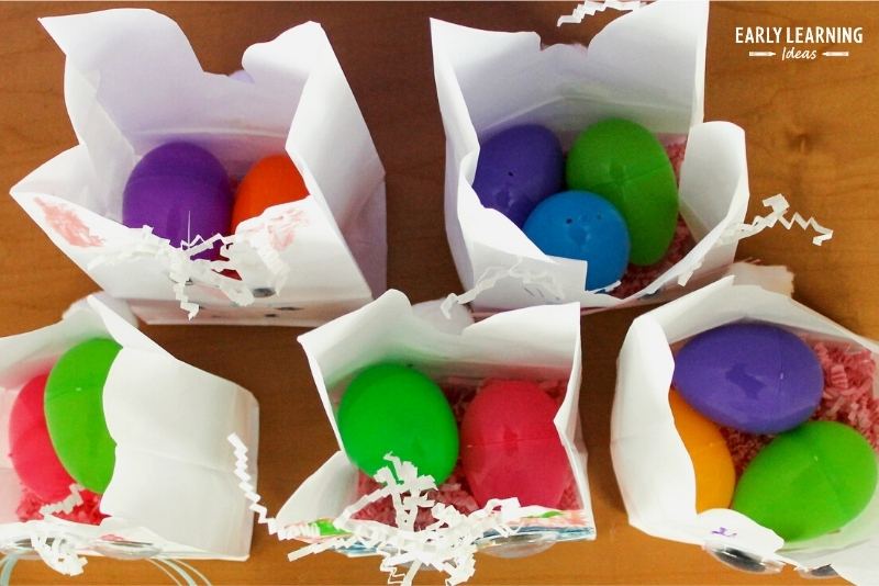 Fill the Easter bunny craft with plastic eggs or candy.