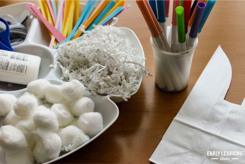 Decorate the paper bag Easter bunny craft.