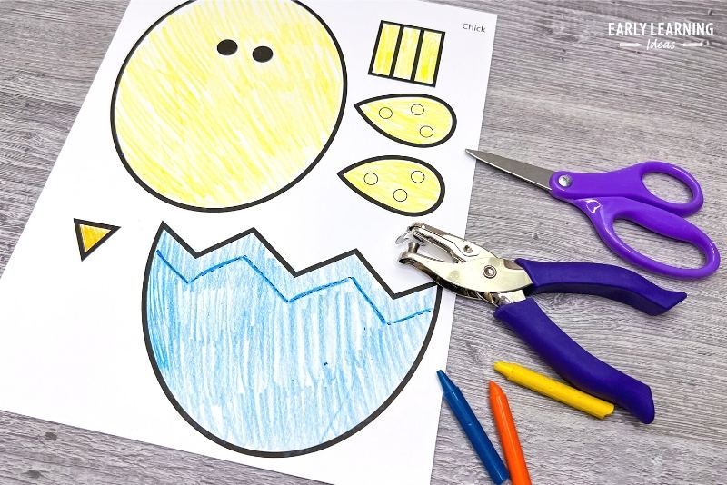 no prep printable Easter craft page for preschoolers.