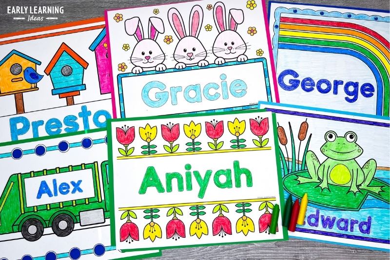 Spring name coloring sheets