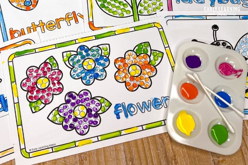 flower q-tip painting dot page.