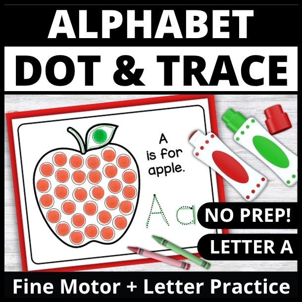 Letter A Dot Marker Coloring Pages and Tracing Activity