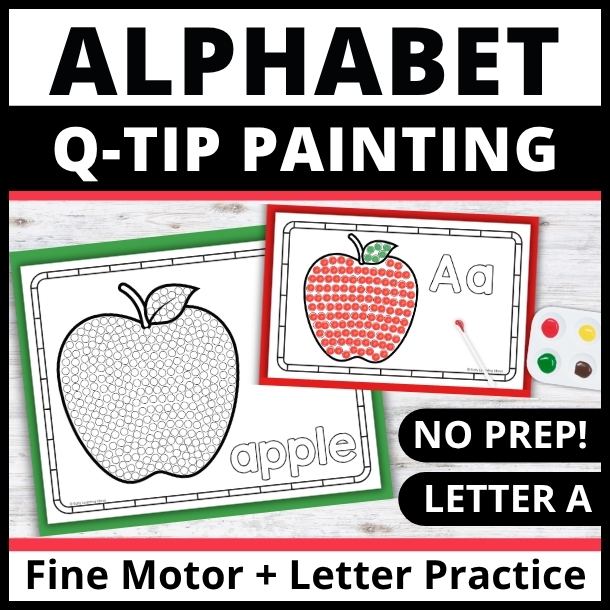 Letter A q-tip dot painting printables