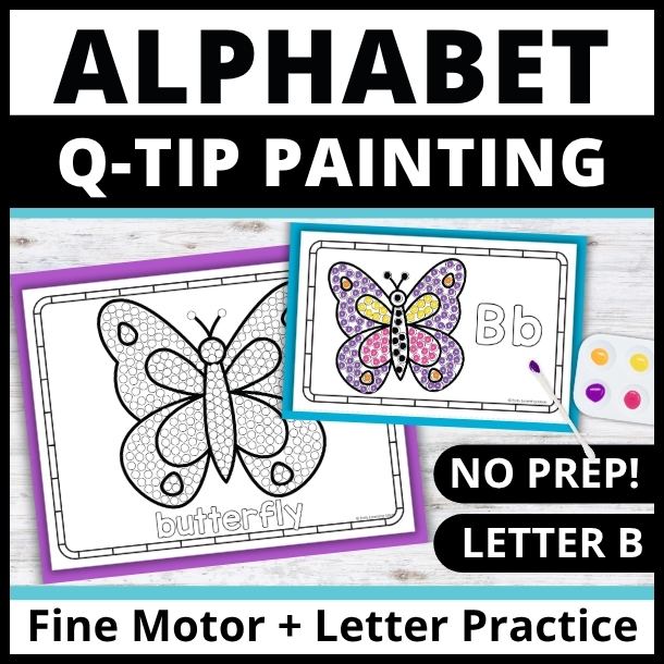 Letter B q-tip dot painting printables