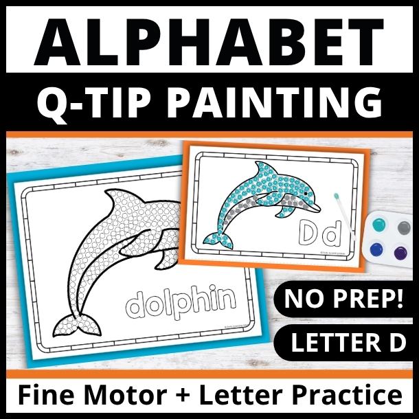 Letter D q-tip dot painting printables