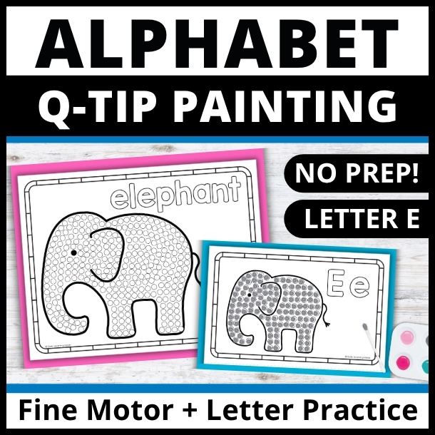 Letter E q-tip dot painting printables