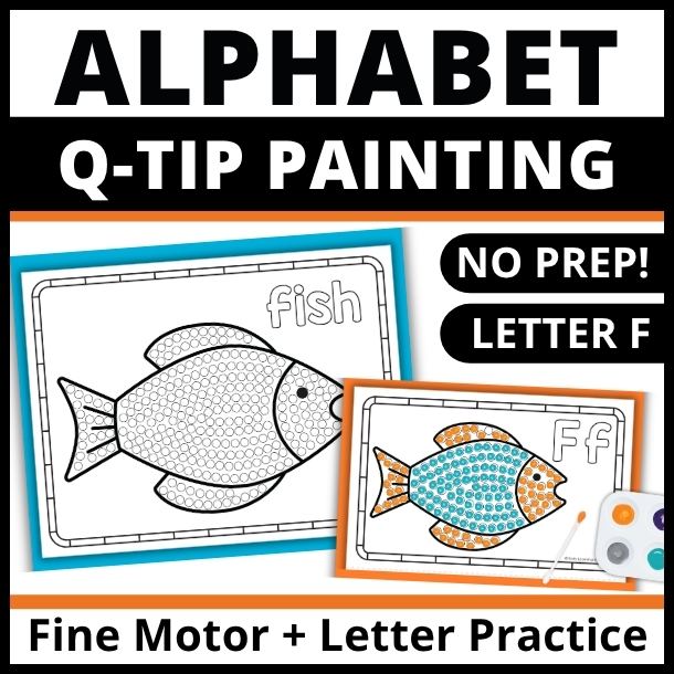 Letter F q-tip dot painting printables