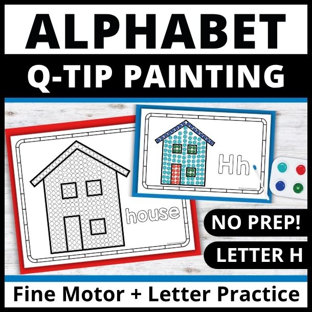 Letter H q-tip dot painting printables