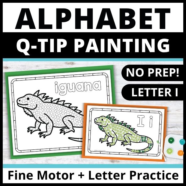 Letter I q-tip dot painting pages