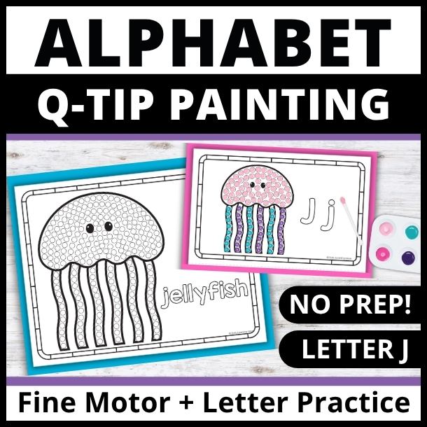 Letter J q-tip dot painting pages