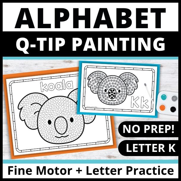 Letter K q-tip dot painting pages