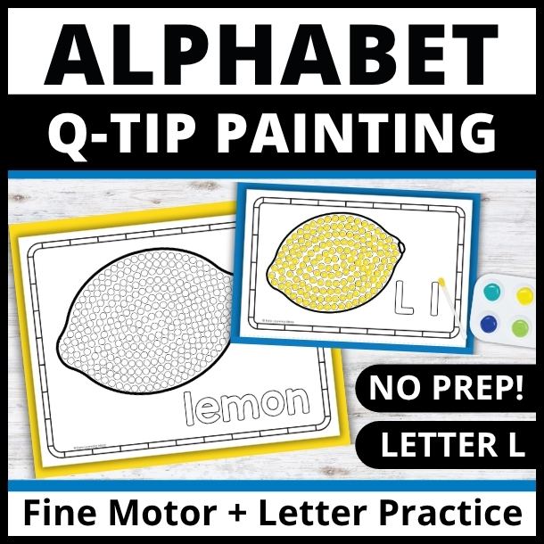 Letter L q-tip dot painting pages