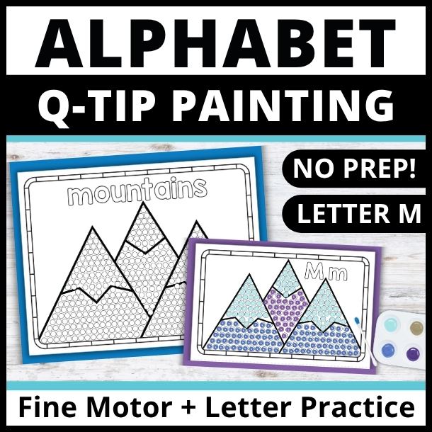 Letter M q-tip dot painting pages