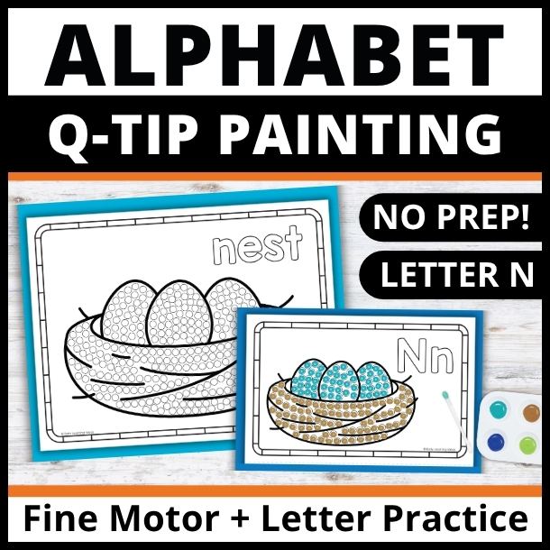 Letter N q-tip dot painting pages
