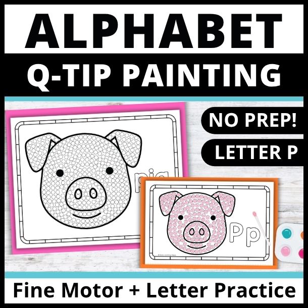 Letter P q-tip dot painting pages
