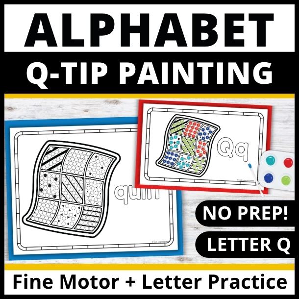 Letter Q q-tip dot painting pages