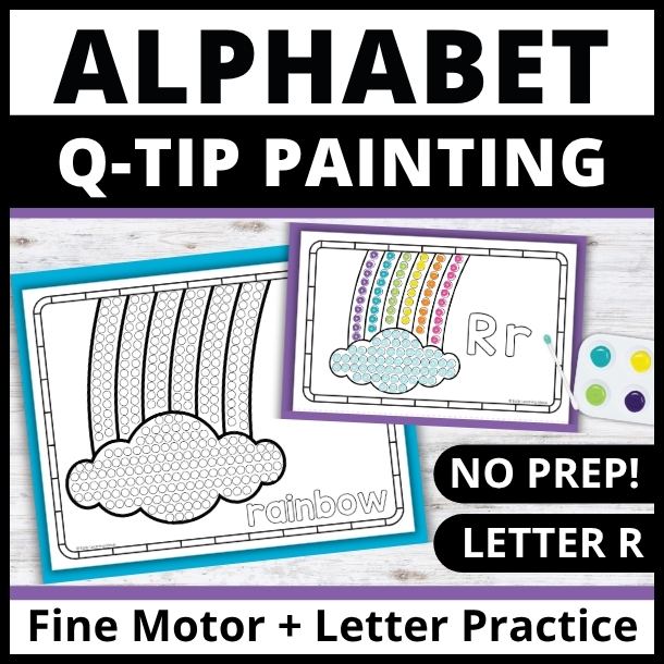 Letter R Q-tip dot painting pages