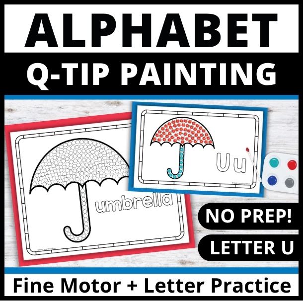 Letter U Q-tip dot painting pages