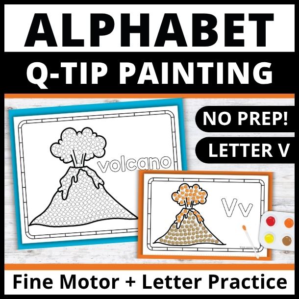 Letter V Q-tip dot painting pages