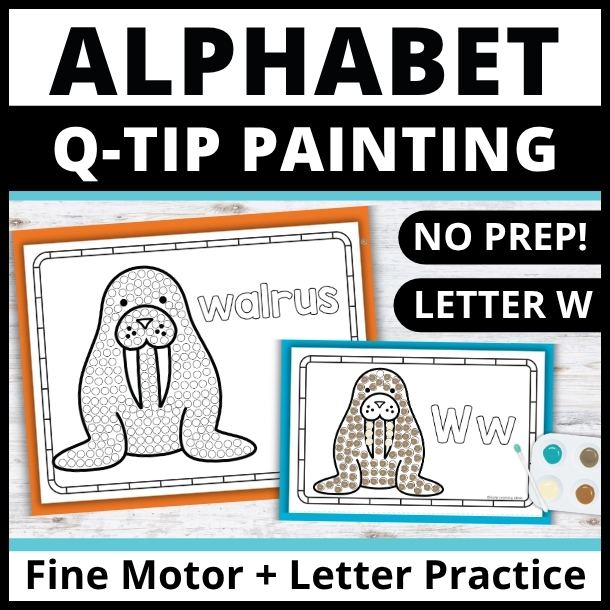 Letter W Q-tip dot painting pages