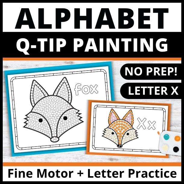 Letter X Q-tip dot painting pages