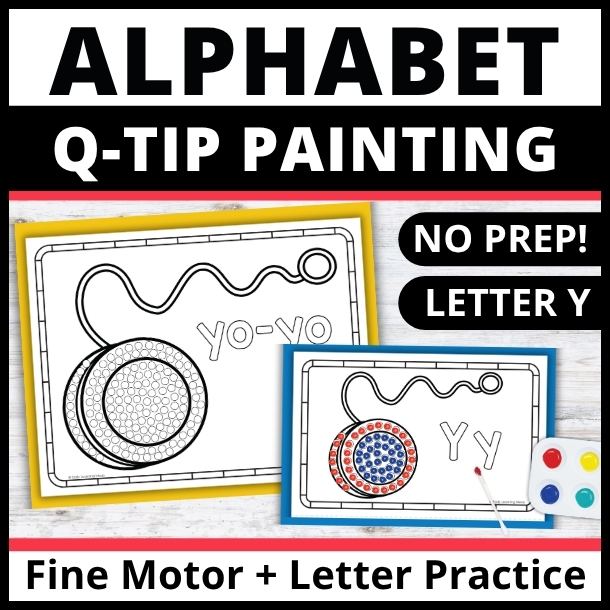 Letter Y Q-tip dot painting pages