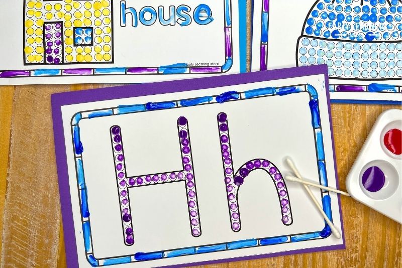 Letter h q-tip painting printable