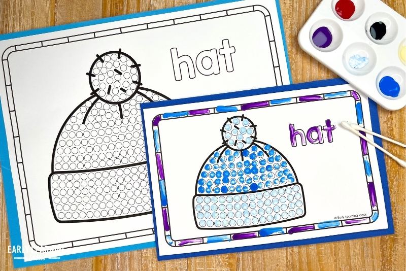 letter h q-tip painting printable - A hat q-tip painting is shown