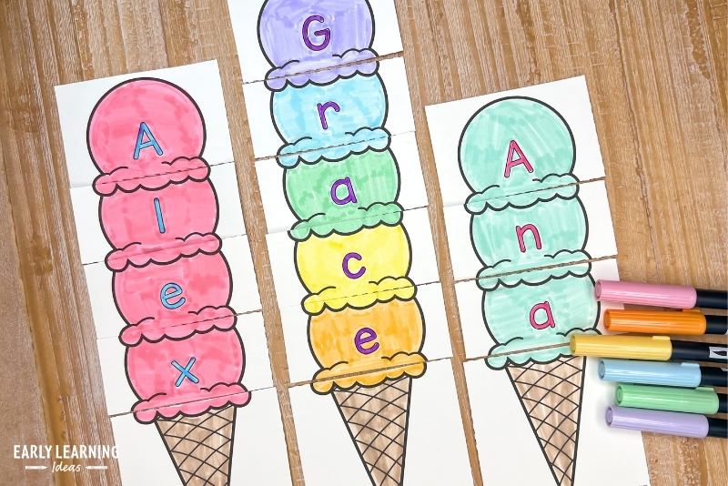 ice cream name puzzle and craft activity