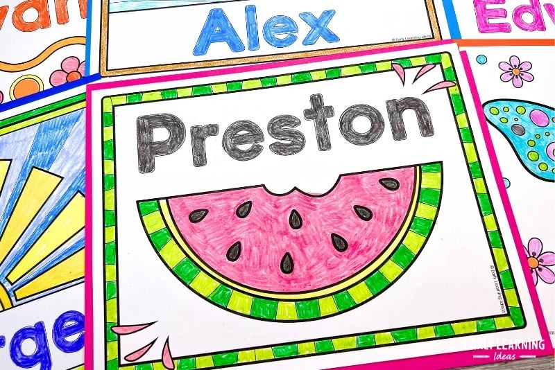 watermelon themed name coloring page