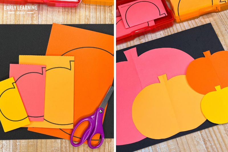 fold and cut pumpkin craft for scissor skills practice